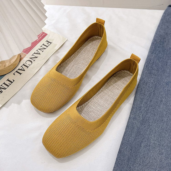Damen Bequeme Slip-On Ballerinas mit atmungsaktiver Obermaterialstruktur Drune