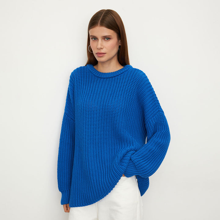 Damen lockerer Strickpullover mit weitem Schnitt Drune