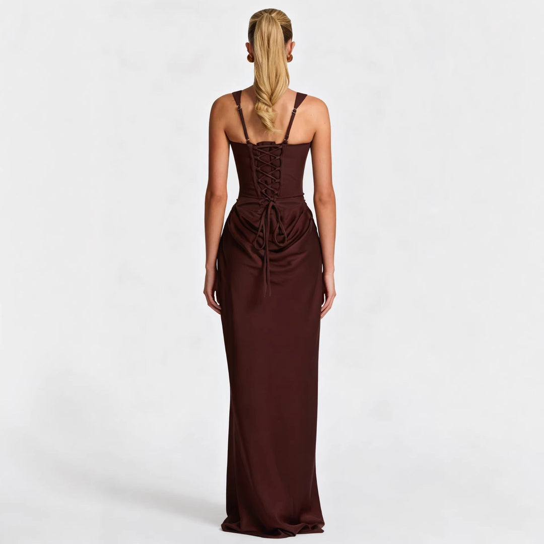 Damen Elegantes und figurbetontes Abendkleid mit vollständig gefüttertem Rock Drune