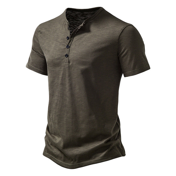Herren Kurzarm Henley-T-Shirt mit Knopfleiste und atmungsaktivem Material Drune