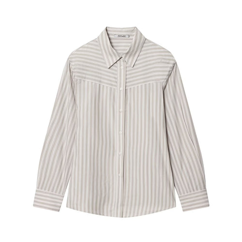 Damen Gestreifte Oversize‑Hemdbluse mit Western‑Yoke Drune
