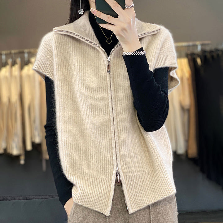 Damen Strickjacke mit Rollkragen und durchgehendem Reißverschluss Drune