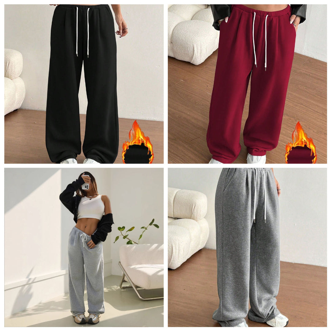 Damen Legere Freizeithose mit elastischem Bund und Bindegürtel Drune