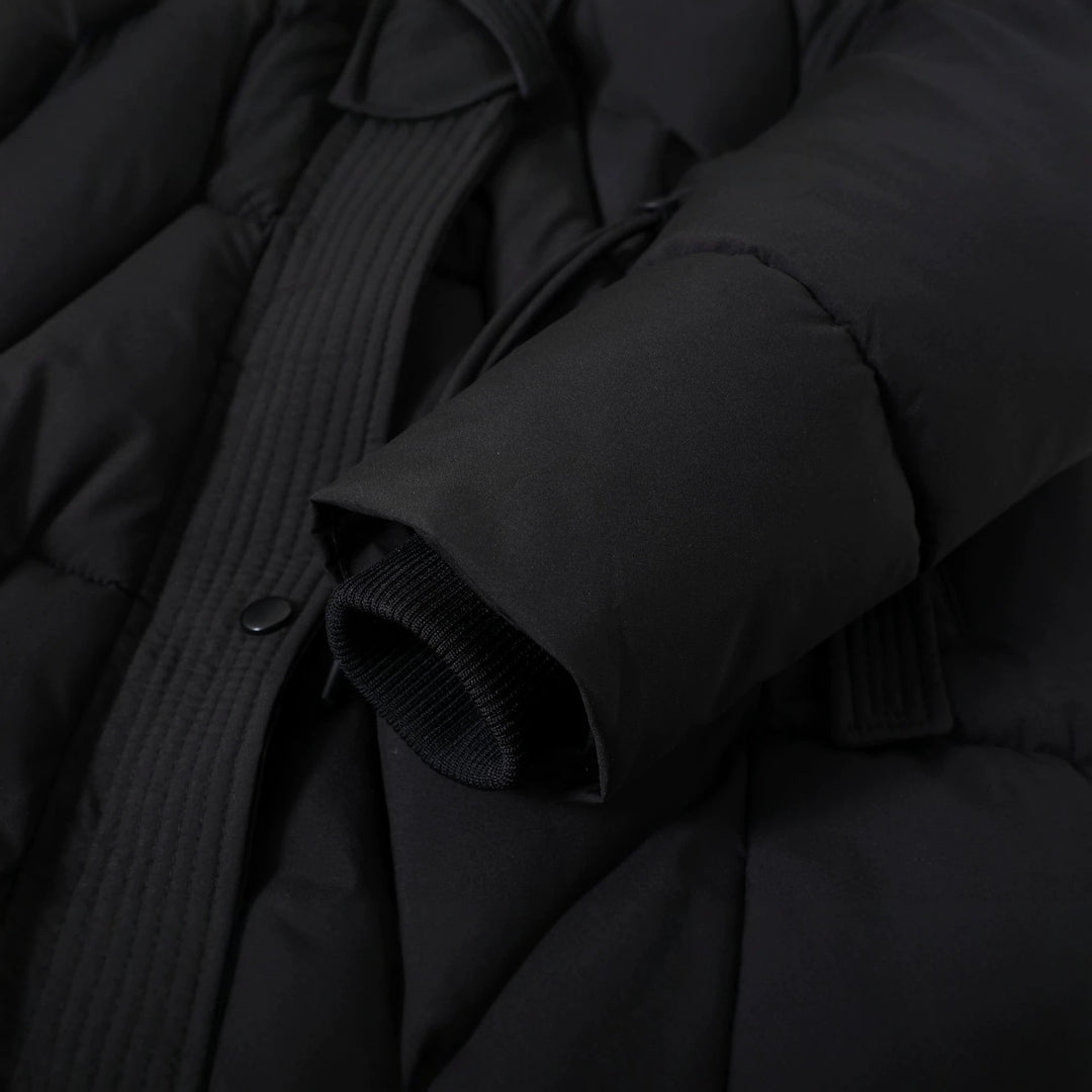 Damen nan langer gesteppter Parka mit voluminöser Kunstfellkapuze und taillierendem Kordelzug Drune