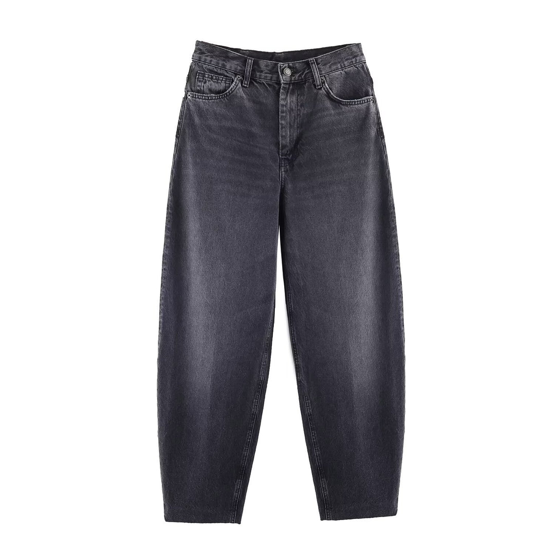 Damen High-Waist Balloon-Jeans mit weitem Oberschenkel und zulaufendem Saum Drune