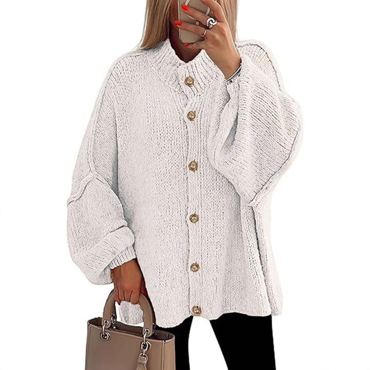 Damen oversized Strickjacke mit Knopfverschluss Drune