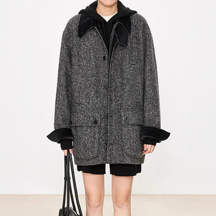 Damen Übergangsjacke im modernen Herringbone-Design Drune
