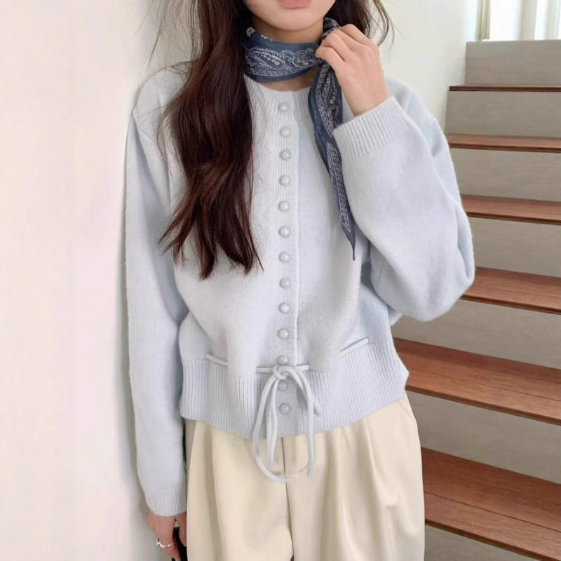 Damen lässige Strickjacke mit Knöpfen Drune