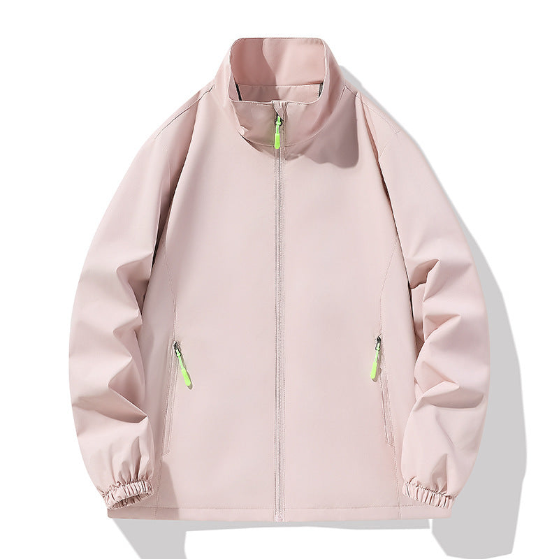 Herren Minimalistische Softshell-Outdoorjacke mit Stehkragen, wind- und wasserabweisender Membran und fluoreszierenden Zipper-Pulls Drune