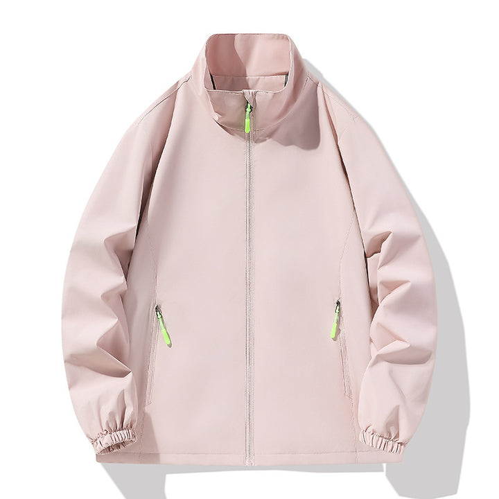 Herren Minimalistische Softshell-Outdoorjacke mit Stehkragen, wind- und wasserabweisender Membran und fluoreszierenden Zipper-Pulls Drune