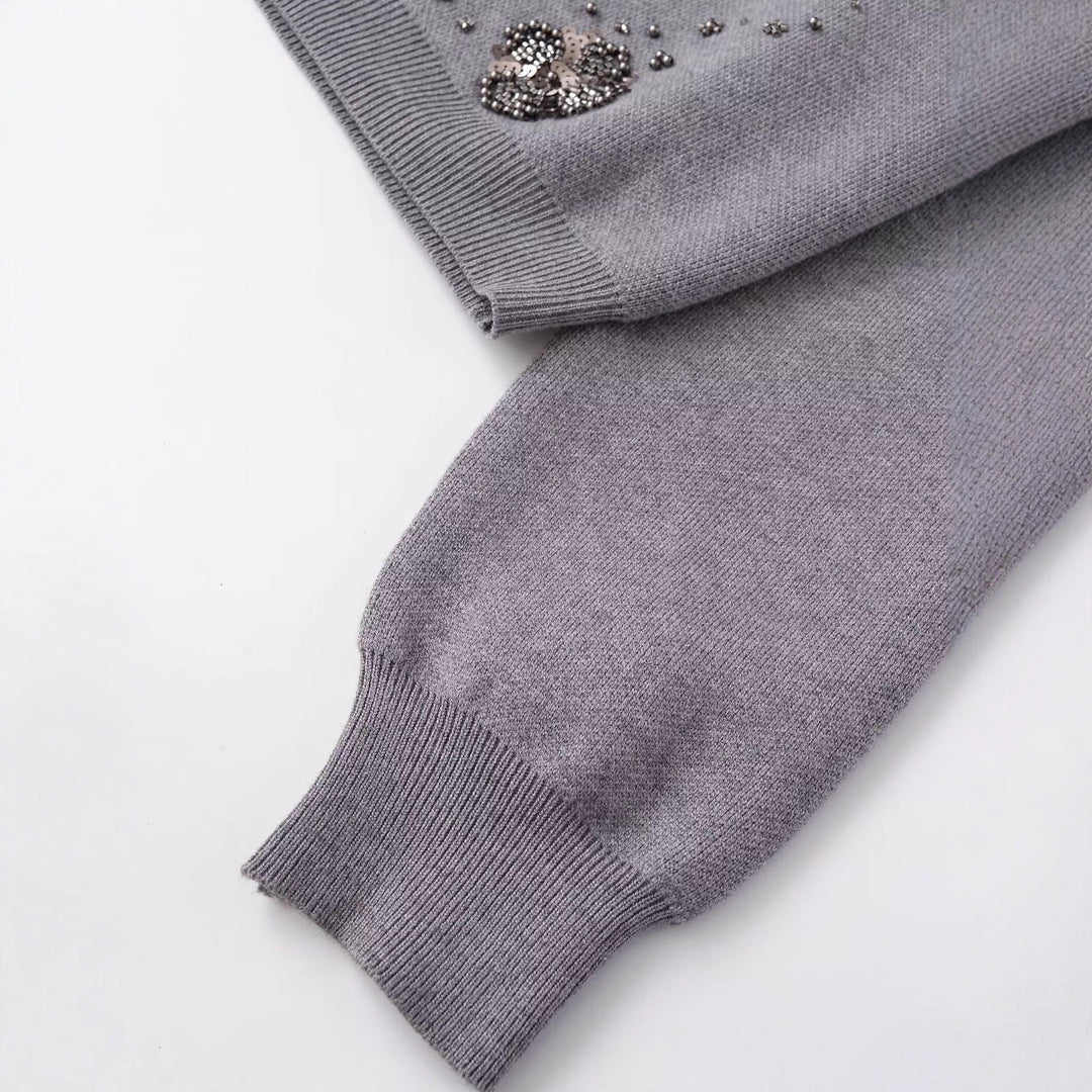 Damen Strickjacke mit glitzernden Blütendetails Drune