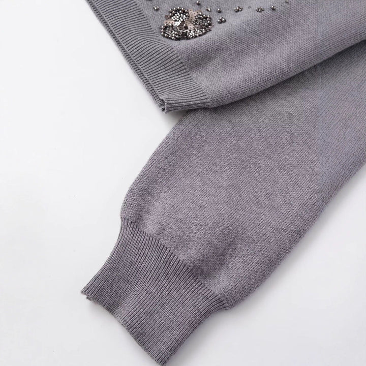 Damen Strickjacke mit glitzernden Blütendetails Drune