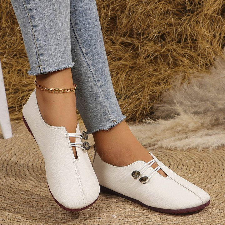 Damen komfortable Slipper mit modischen Knopfdetails Drune