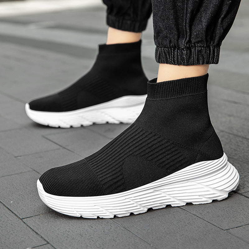 Damen nan nahtloser Strick-Freizeitsneaker mit sockenkragen und stoßdämpfender Profilsohle Drune