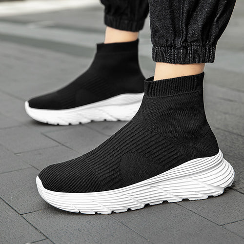 Damen nan nahtloser Strick-Freizeitsneaker mit sockenkragen und stoßdämpfender Profilsohle Drune