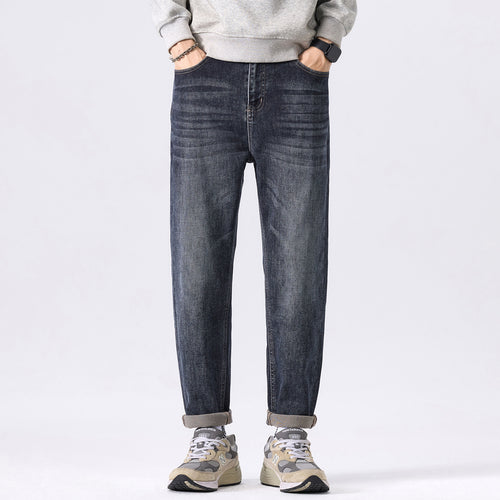 Herren konisch geschnittene Denimhose mit mittlerer Leibhöhe, relaxed Fit und dezenter Used-Optik Drune