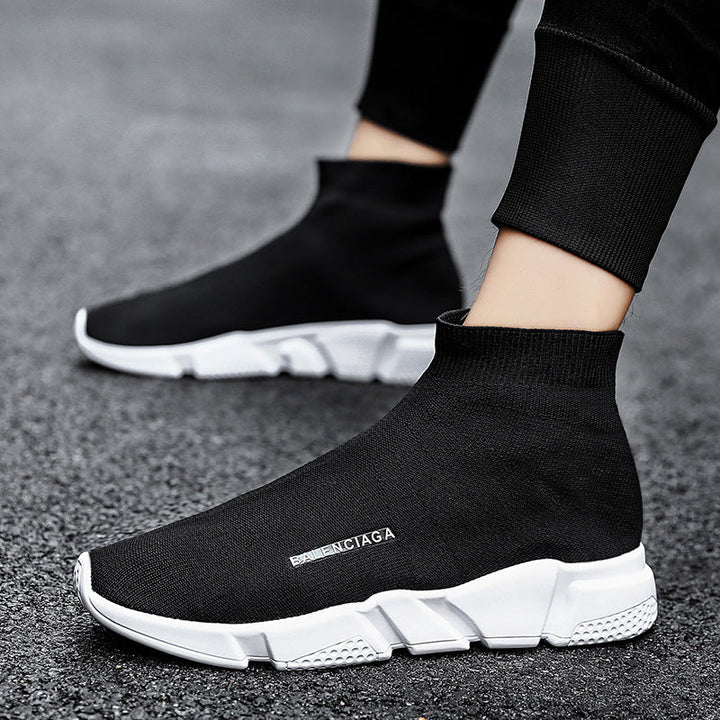 Damen Komfortable Slip-On Sneakers mit hohem Strickdesign Drune