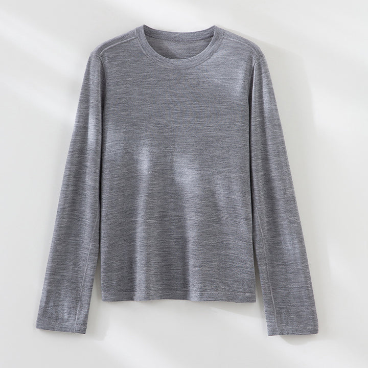 Damen Feines Langarm-Feinstrickshirt mit Rundhalsausschnitt und gerader Silhouette Drune