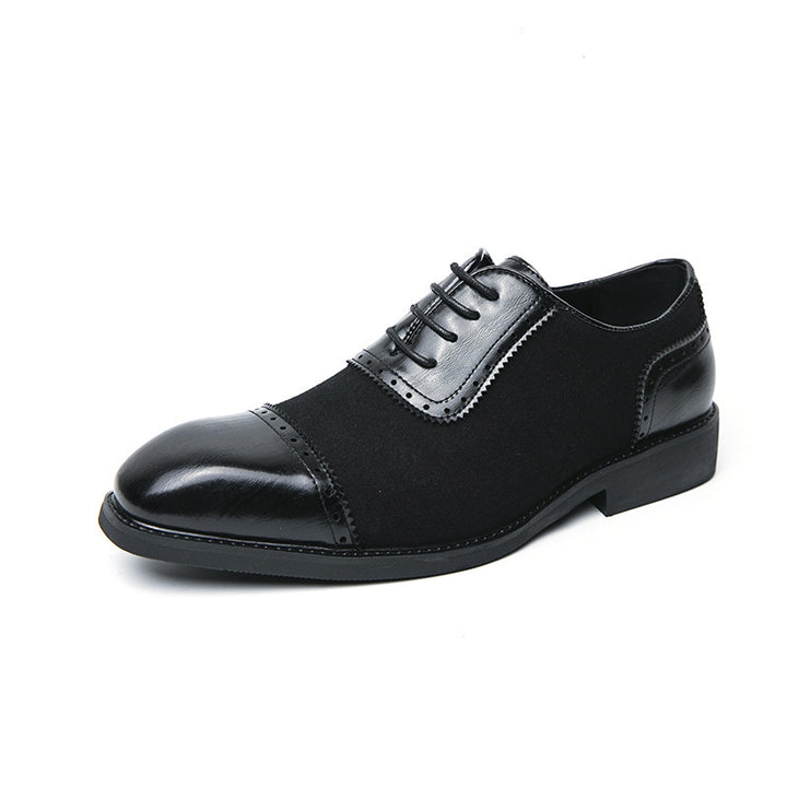 Herren elegante Oxford-Halbschuhe mit Kapzehen-Design, Leder-Textilmix und gepolstertem Komfortfußbett Drune