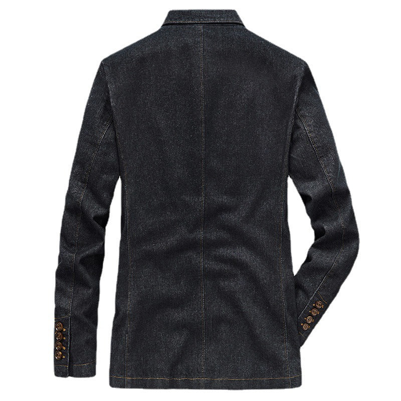 Herren Jeansblazer im smart-casual Stil mit Reverskragen und aufgesetzten Taschen Drune