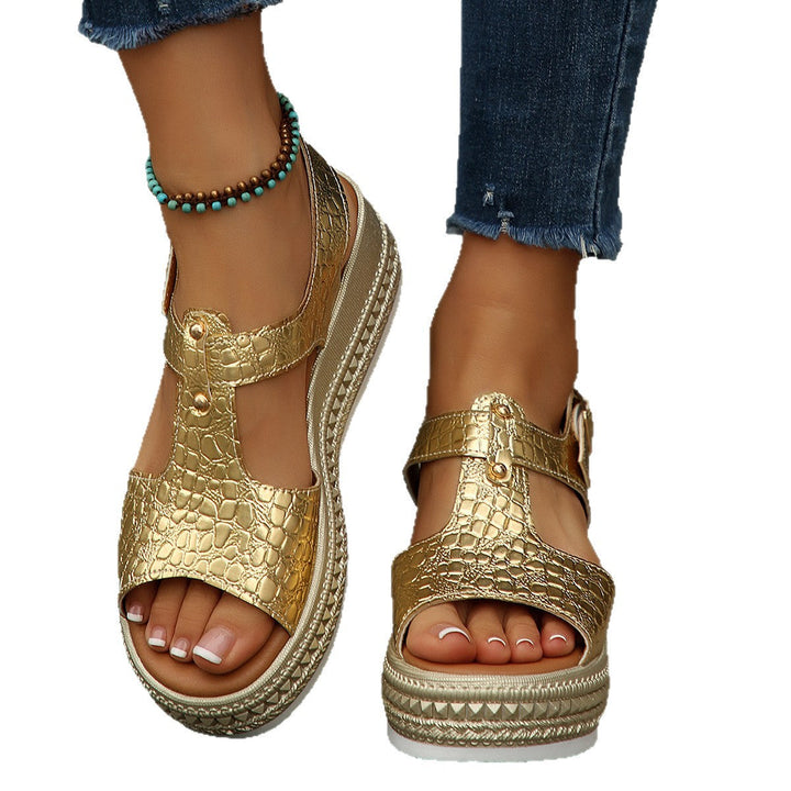 Damen Wedge-Sandalen mit strukturiertem Obermaterial und komfortablem Fußbett Drune