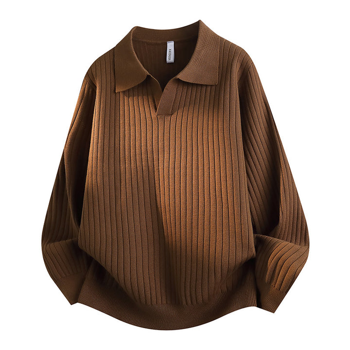 Damen Eleganter Grobstrickpullover mit Kragen Drune