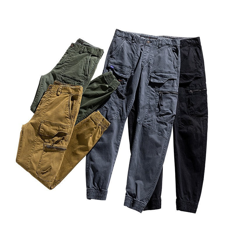 Herren Multifunktionale Cargo-Jogginghose im Tactical-Canvas-Stil mit Knie‑Paneelen, Reißverschluss‑ und Klappentaschen Drune