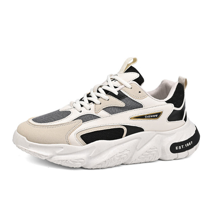 Herren modische Chunky-Sneaker mit verstärkten Overlays, atmungsaktiver Meshkonstruktion und gedämpfter EVA-Plateausohle Drune