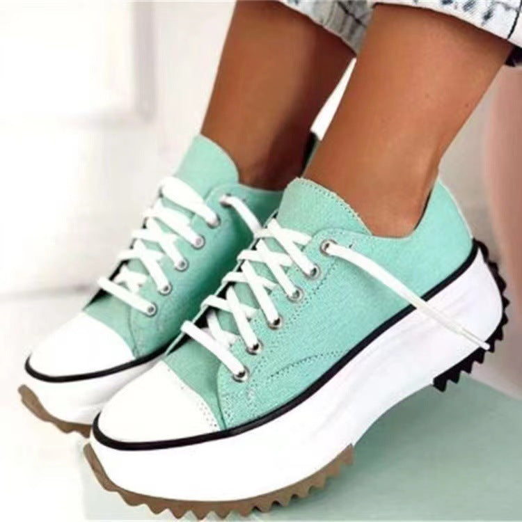 Damen nan Plateausneaker mit gezahnter Profilsohle, Canvas-Obermaterial und verstärkter Zehenkappe Drune