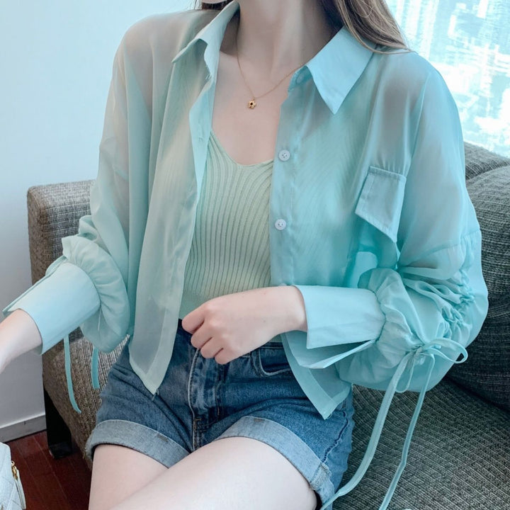Damen Transparente Bluse mit innovativen Details Drune