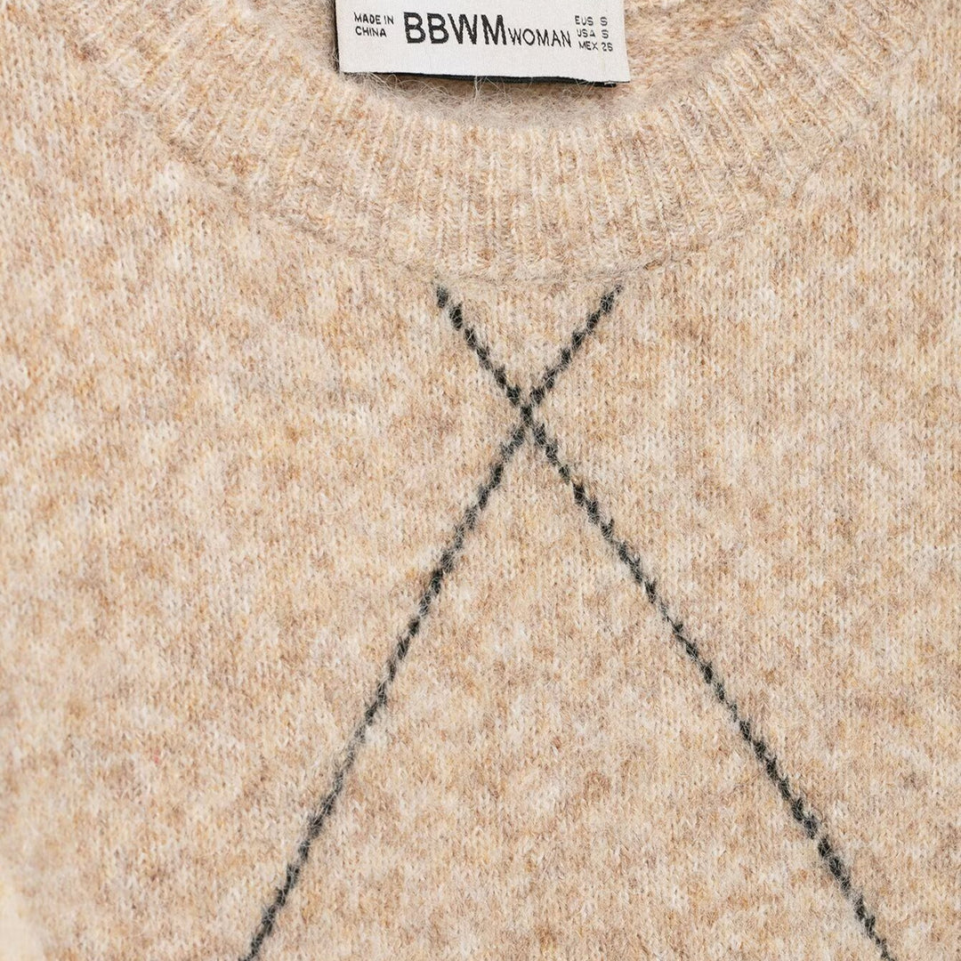 Damen Argyle-Pullover aus Wollmix mit weichem Flor und kastiger Cropped-Silhouette Drune