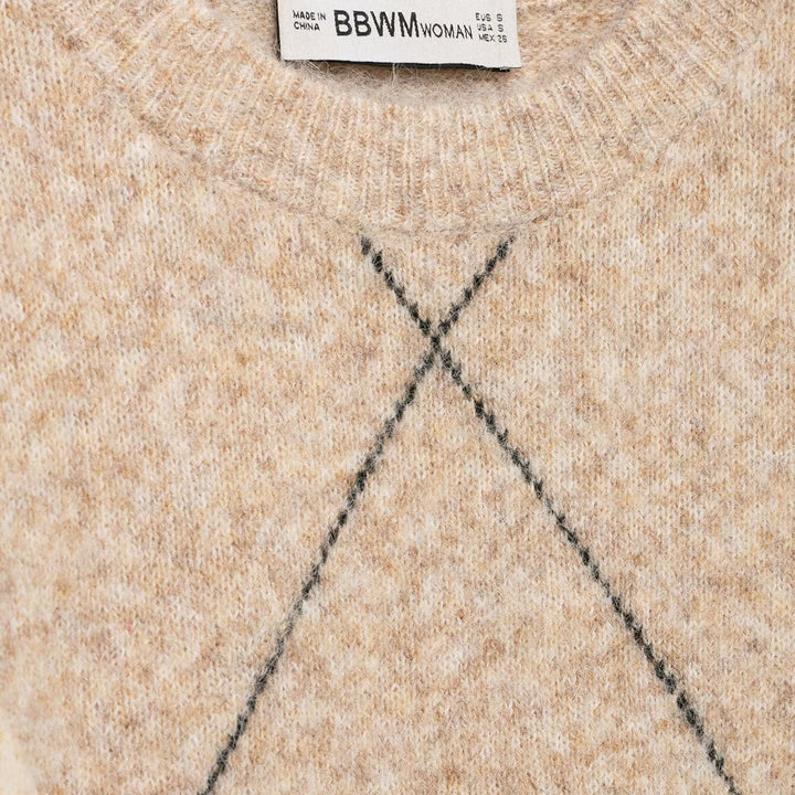 Damen Argyle-Pullover aus Wollmix mit weichem Flor und kastiger Cropped-Silhouette Drune