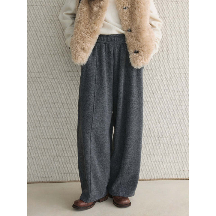 Damen Weite High-Waist Strickpalazzo-Loungehose Drune