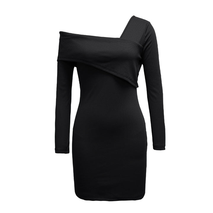 Damen Einseitiges Mini-Kleid mit asymmetrischem Ausschnitt und langen Ärmeln Drune