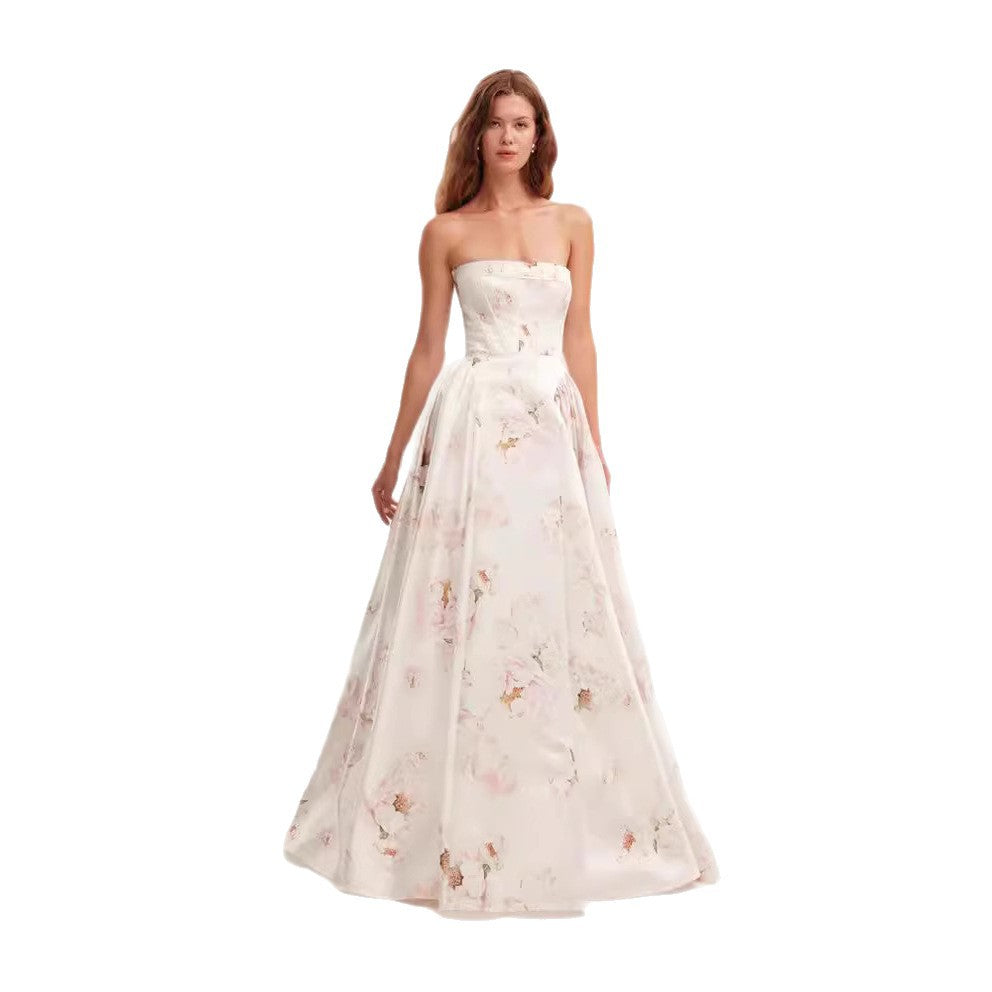 Damen Trachtenkleid mit floralem Design und Bustier-Oberteil Drune