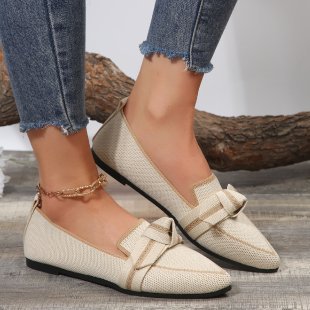 Damen Elegante Slip-On Ballerinas aus atmungsaktivem Netzmaterial mit dekorativem Knoten Drune