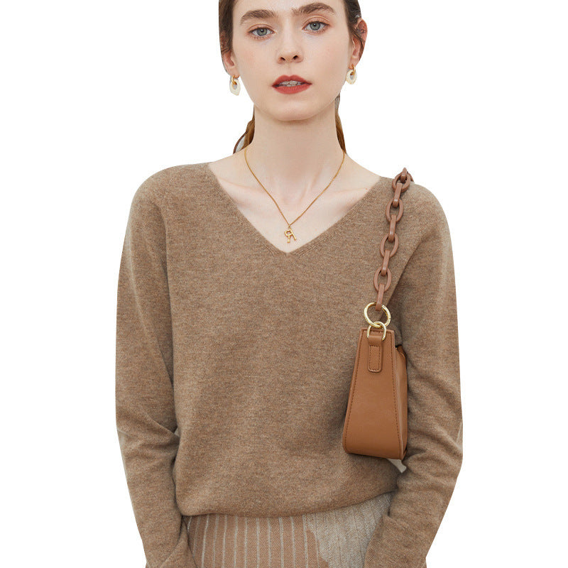 Damen Kuscheliger V‑Ausschnitt Feinstrickpullover aus Mohair‑Mix mit flauschiger Oberfläche Drune