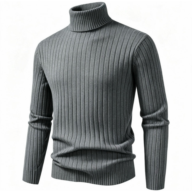 Herren Figurbetonter Rollkragenpullover im Rippenstruktur-Feinstrick Drune