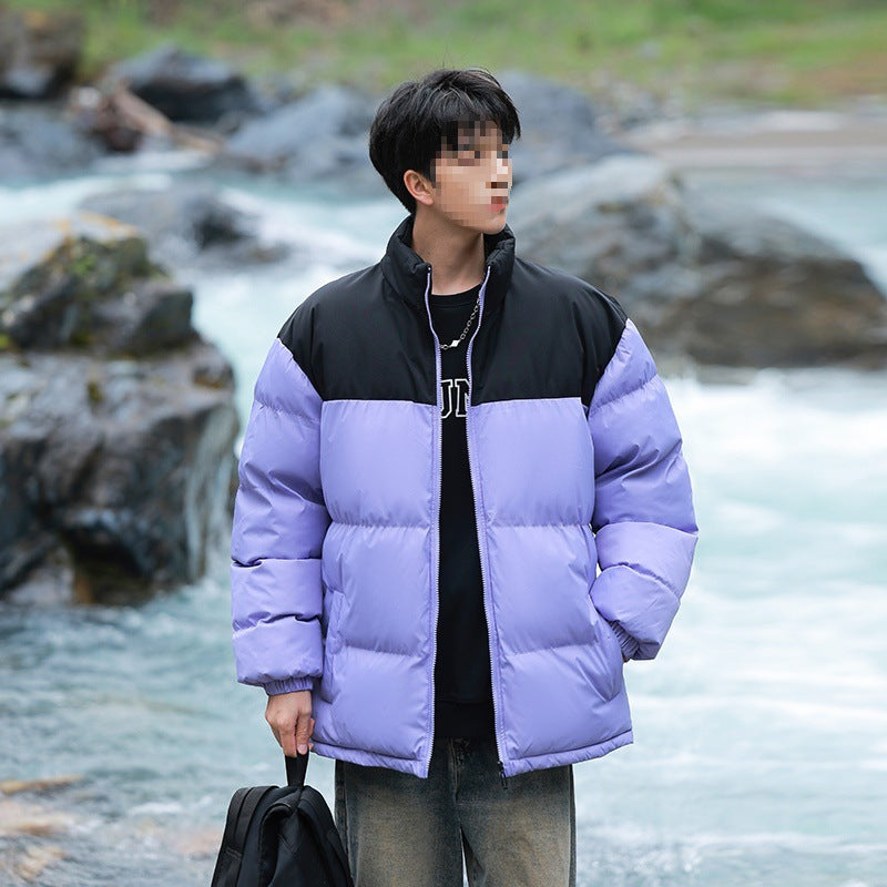 Herren Oversize-Steppjacke mit Colourblock-Schulter, hoher Stehkragen & windabweisender Wattierung Drune