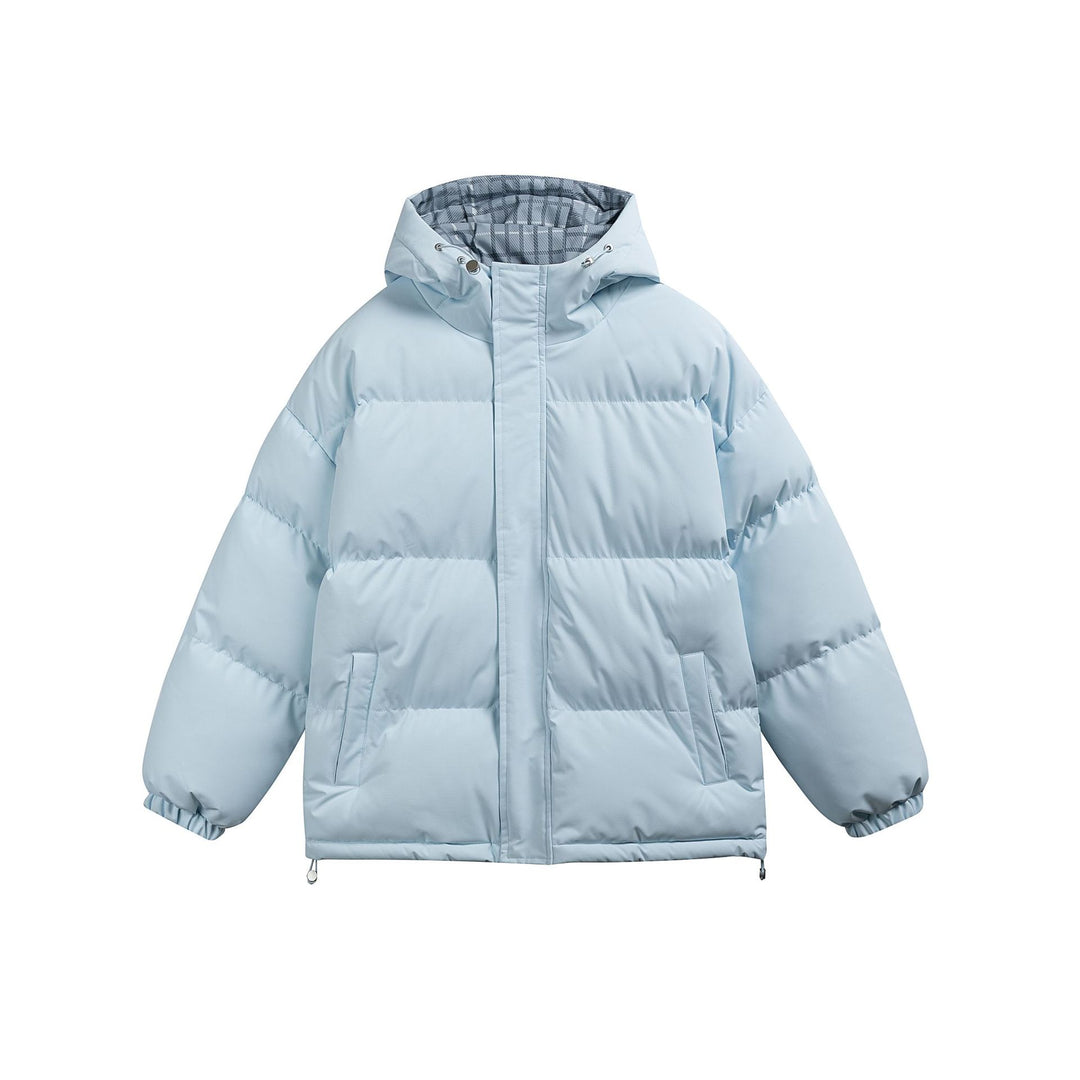 Damen Wattierte Oversize-Steppjacke mit Kapuze, hohem Kragen und karierter Futterverzahnung Drune