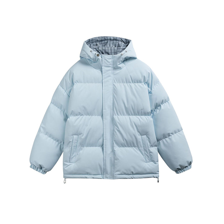 Damen Wattierte Oversize-Steppjacke mit Kapuze, hohem Kragen und karierter Futterverzahnung Drune