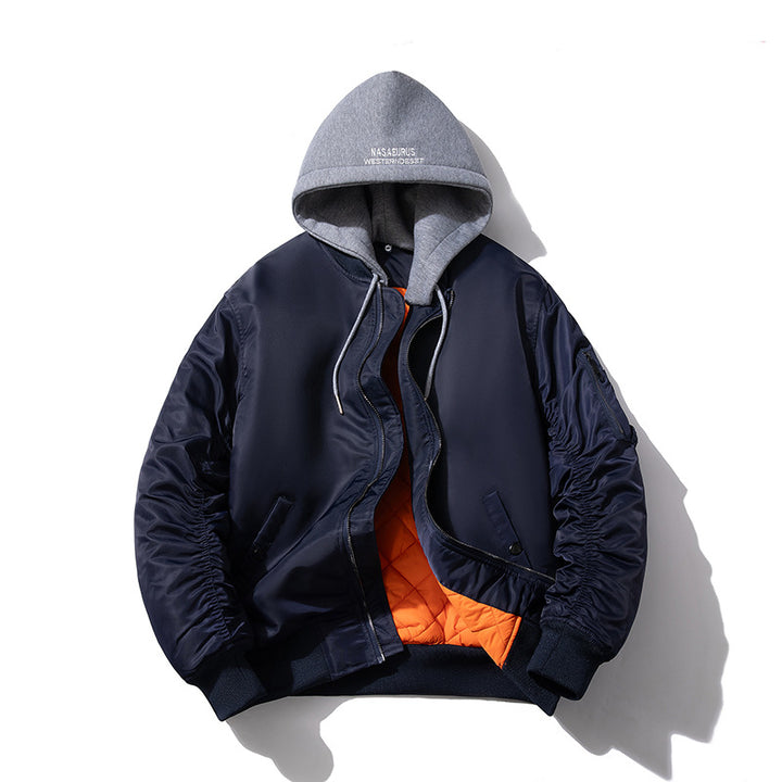 Herren Wattierte Bomberjacke mit Stehkragen, Kammerschnitt und Ärmeltasche Drune