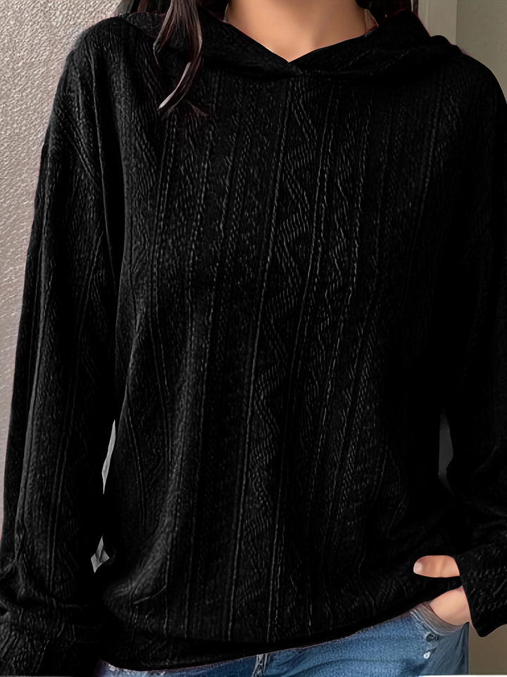 Damen Oversize Kapuzenpullover mit strukturierter Wellenoptik und Kängurutasche Drune