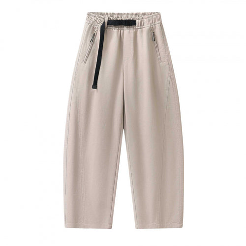 Unisex Weite knöchellange Cargo-Hose im Relaxed-Fit mit elastischem Tunnelzugbund und Reißverschlusstaschen Drune