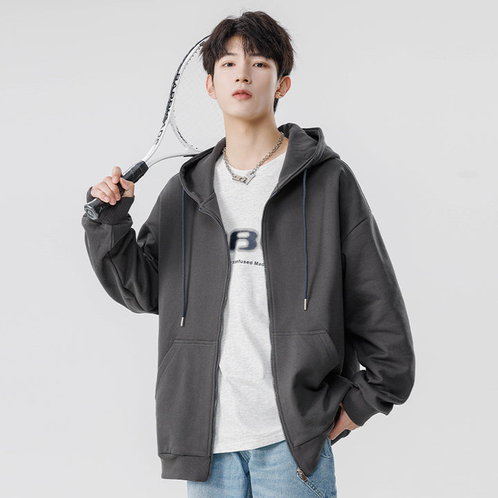 Unisex Oversize Kapuzen-Fleecejacke mit Boxy-Schnitt und Metall-Reißverschluss Drune