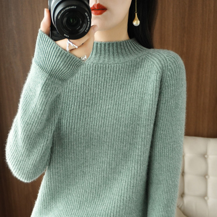 Damen Kurz-Stehkragenpullover aus feinem Feinstrick mit kaschmirähnlicher Weichheit und Raglanärmeln Drune