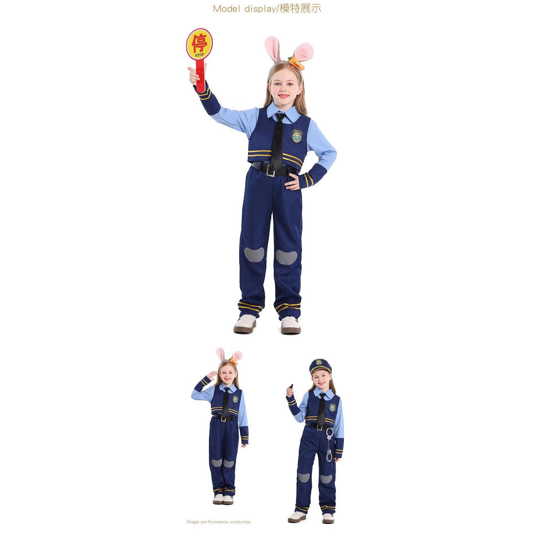 Mädchen Polizeikostüm mit Hasenohren und eleganten Details Drune