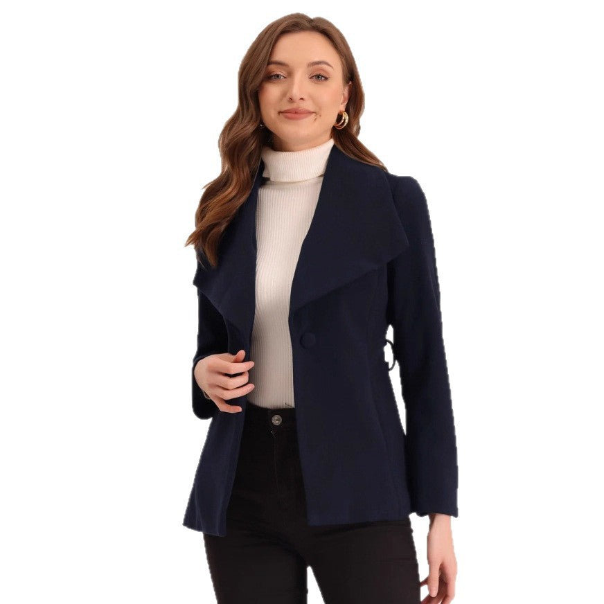 Damen modische Übergangsjacke mit asymmetrischem Revers Drune