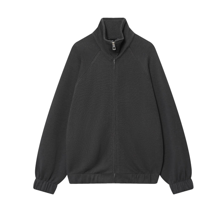 Damen nan loungiges Sweatsuit-Zweiteiler mit Reißverschluss-Stehkragen, elastischem Saum und weitem Highwaist-Hosenbein Drune