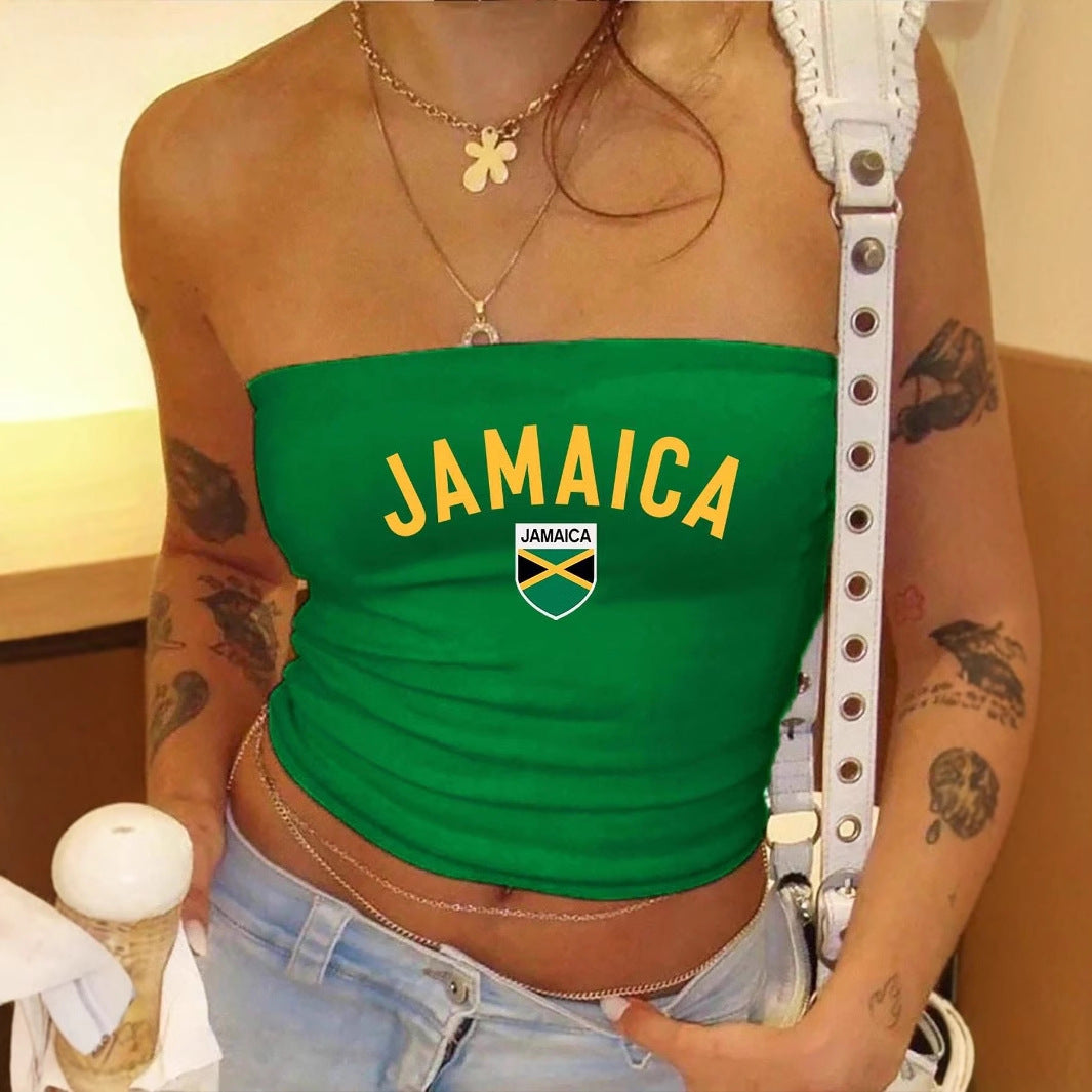 Damen Crop-Top mit seitlichem Logo-Design und elastischem Material Drune
